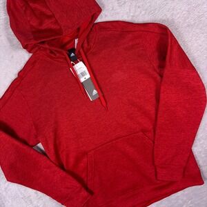 NWT Adidas Mens Hoodie Size M Red ClimaWarm Fleece Pullover Casual BQ8744
